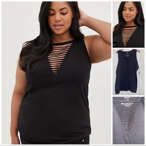 Torrid BLACK COTTON SLASHED TANK